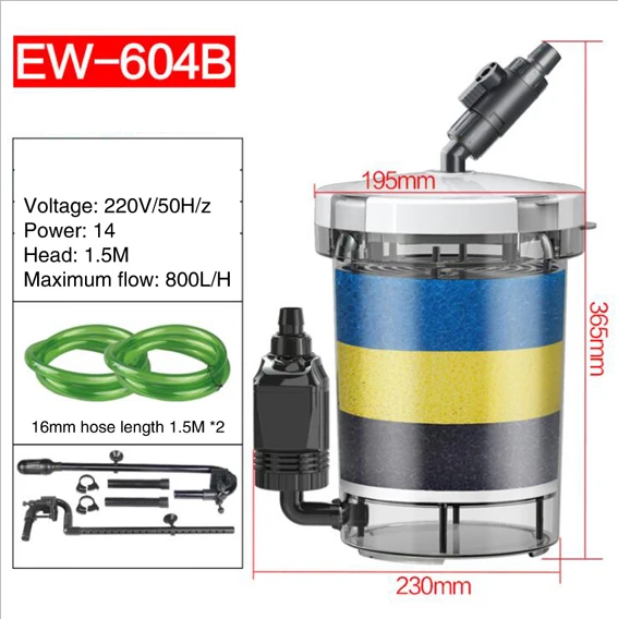 SUNSUN фильтр для аквариума белый HW604B/прозрачный EW604B/подходит для аквариума 150-300 л 220 В/50 Гц поток 800 л/ч - Цвет: EW604B