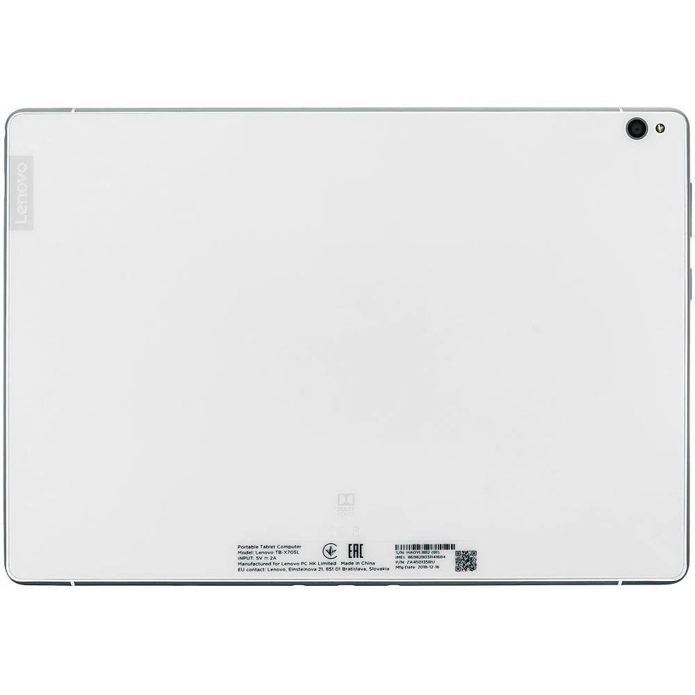 Планшет Lenovo Tab P10 TB-X705L Snapdragon 450 8C/3Gb/32Gb 10.1" IPS 1920x1200/3G/4G/And8.1/белый/BT