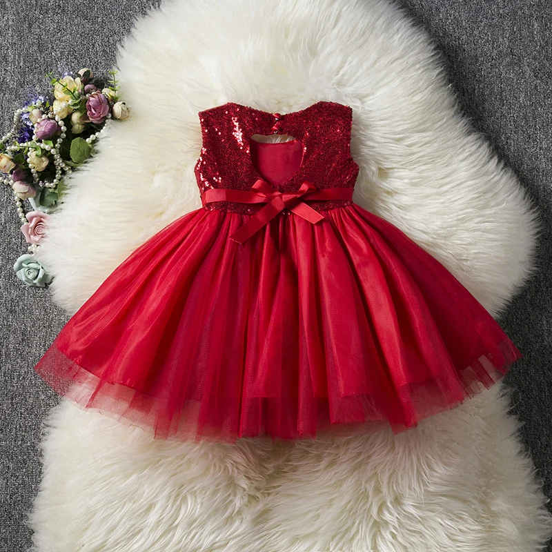 Рождественское, с блестками Платье для девочек с цветочным узором для маленьких девочек, платье на крестины, платье принцессы для дня рождения платье-пачка для девочек Выпускной одежда