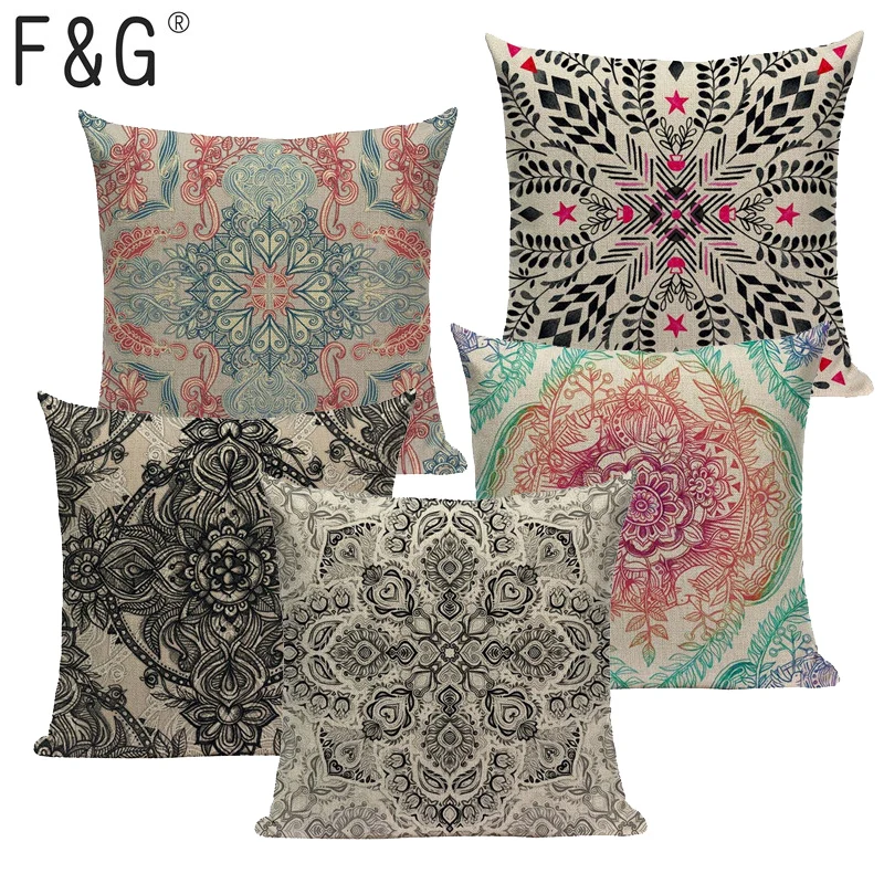 Floral Print Bohemian Indian Style Cushion Cover Bedroom Car Cotton Linen Home Decoraction Sofa Vintage Custom Pillow Case | Дом и сад