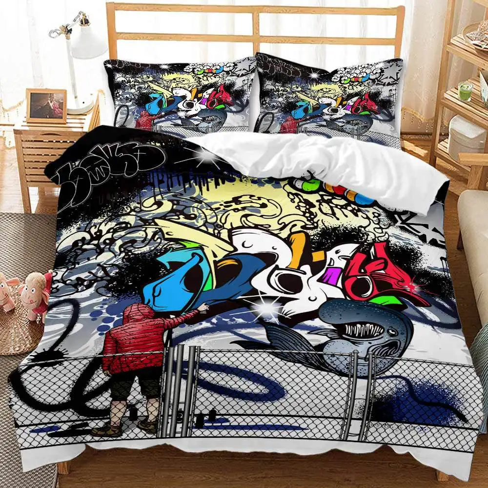 New Hiphop Funny 3D Print Comforter Bedding Sets Queen Twin Single Size Duvet Cover Set Pillowcase Home Textile Luxury Fashion 