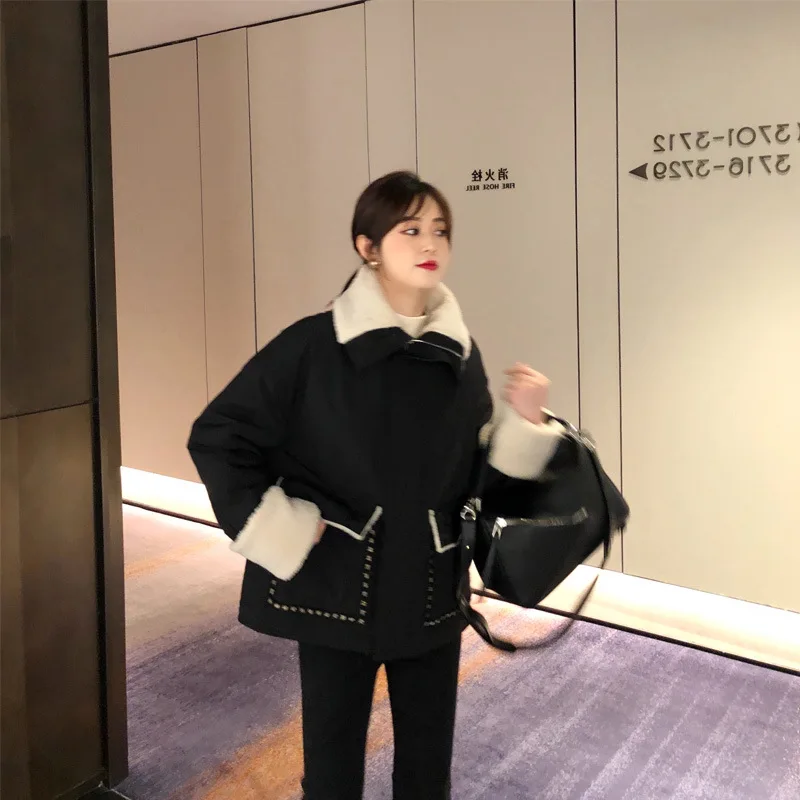 

2019 Winter New Style Online Celebrity Short-height-Handsome-WOMEN'S of Lambs Wool Coat Women's Short Padded Jacket