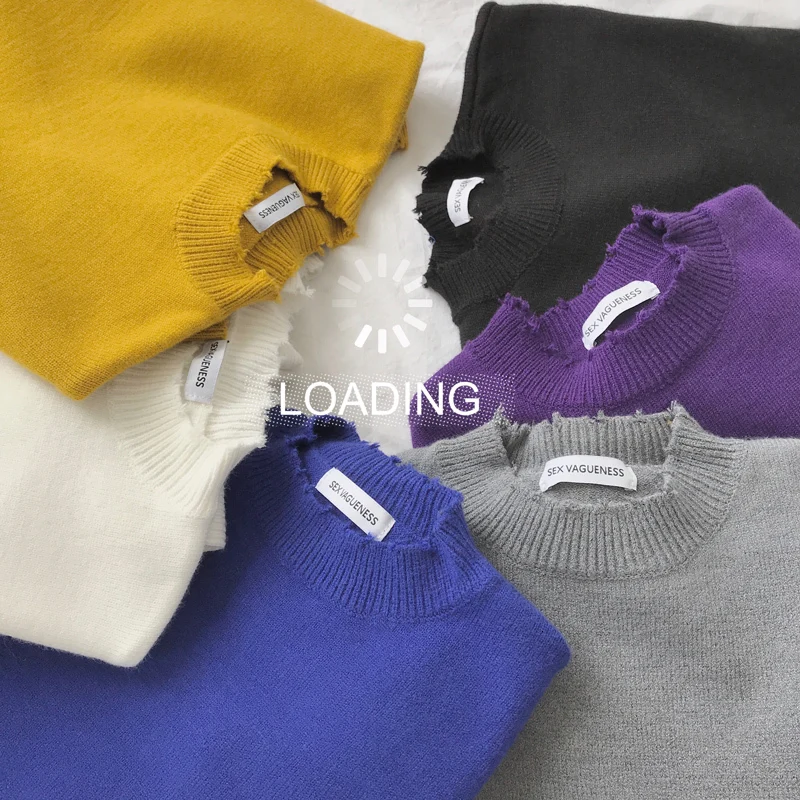 Autumn Sweater Men Warm Fashion Solid Color Casual O-neck Knit Sweter Man Streetwear Loose Long-sleeved Pullover Men M-2XL