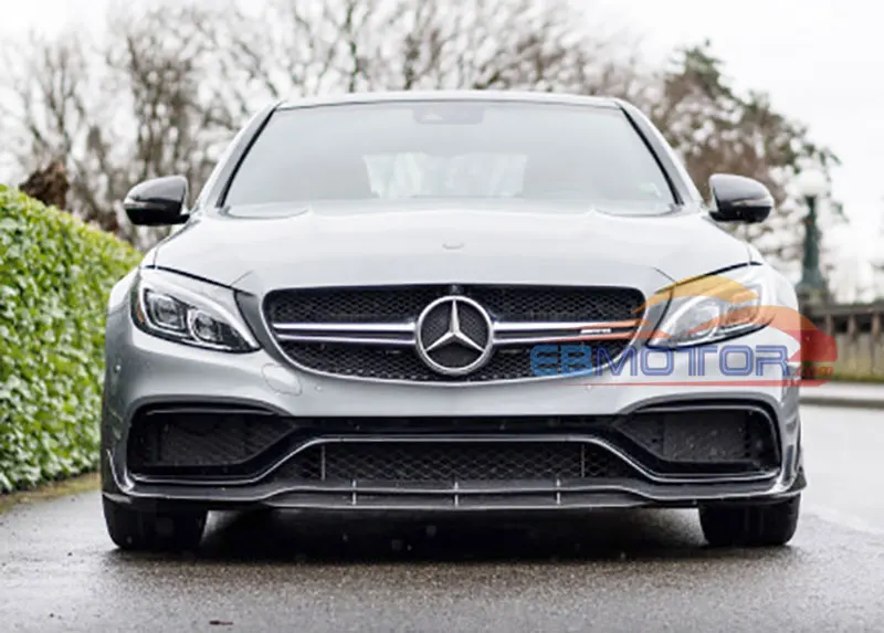 ebmotor-com B style Real Carbon Fiber Front Lip Spoiler For BENZ W205 C63 C63S AMG Sedan & Coupe 2015UP 4_6095