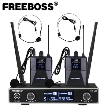 

Freeboss FB-U35H2 Dual Way UHF Fixed Frequency Wireless Microphone System with 2pcs Bodypack + 2pcs lavalier&headset Speech Mic