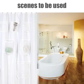 

Curtains Bathroom Curtain Quick Dry Mesh Pockets Curtain Shower Curtain PVC Waterproof Eco-Friendly Window Decoration Toilet