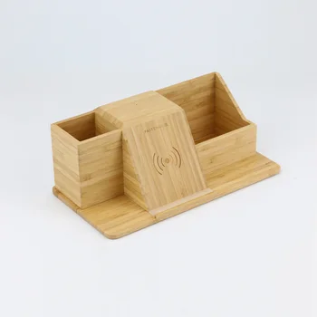 

Wooden Pen Stand Wireless Phone Charger Desk Organizer Fast Charging Station for IPhone Samsung Pencil Pen Holder Phone Charger