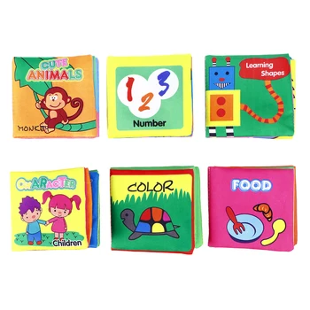 

NICEXMAS 6Pcs Baby First Non-Toxic Soft Cloth Book Set Intelligence Development Cloth Book Toys