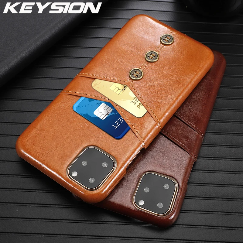 KEYSION Ретро чехол для телефона из искусственной кожи для iPhone 11 11 Pro 11 Pro Max чехол с карманом для карт задняя крышка для iPhone 11 Pro Max