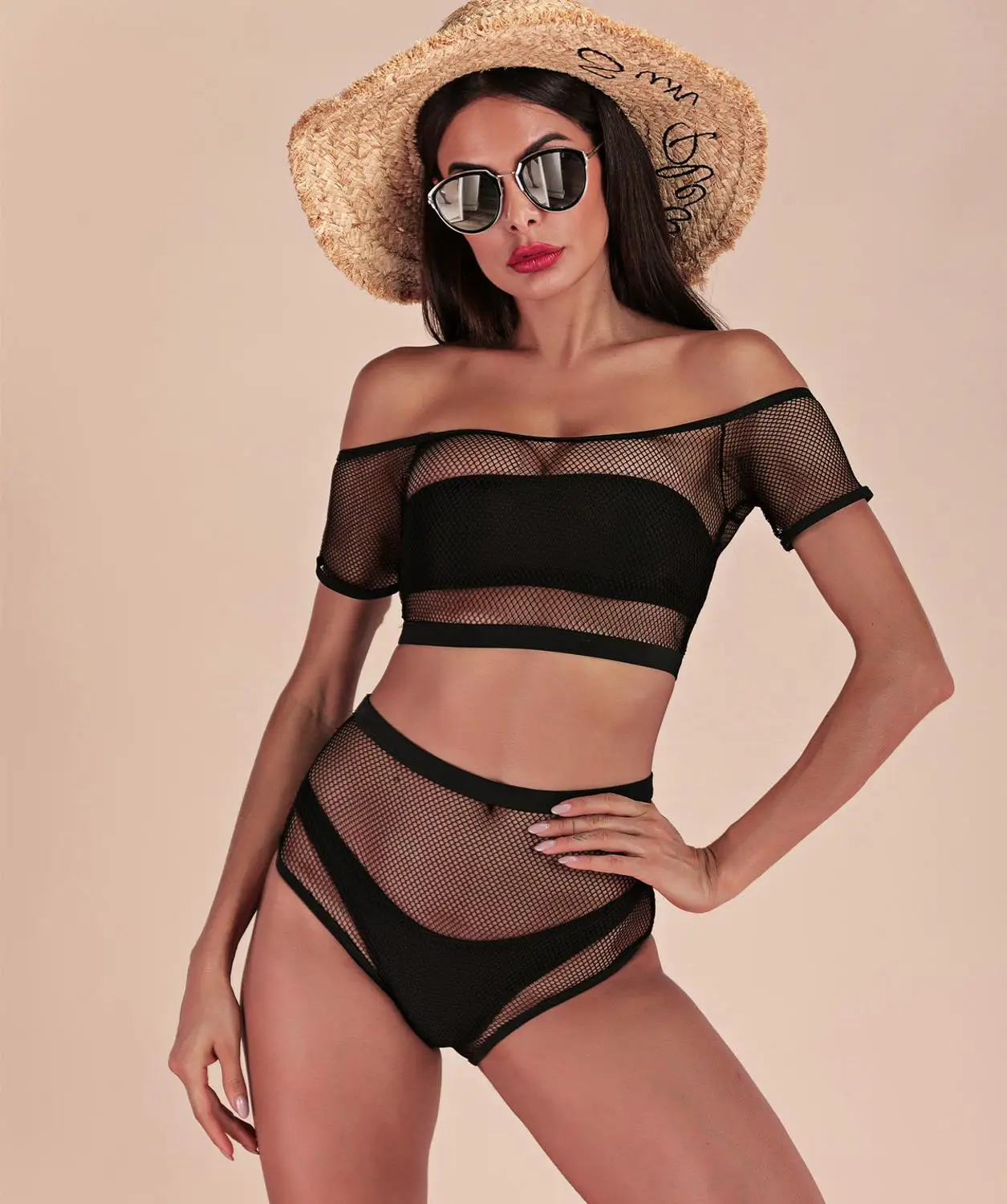 

4 Pieces Sexy Mesh Bikinis Women Swimsuit Beachwear Bathing Suits Push Up Swimwear Female Brazilian Bikini Set Biquini