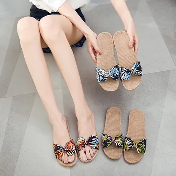 

Home Women Female Summer Flower Flax Linen Flip Flops Beach Shoes Sandals Slippers Woman Slip on Flats Female sandales plates