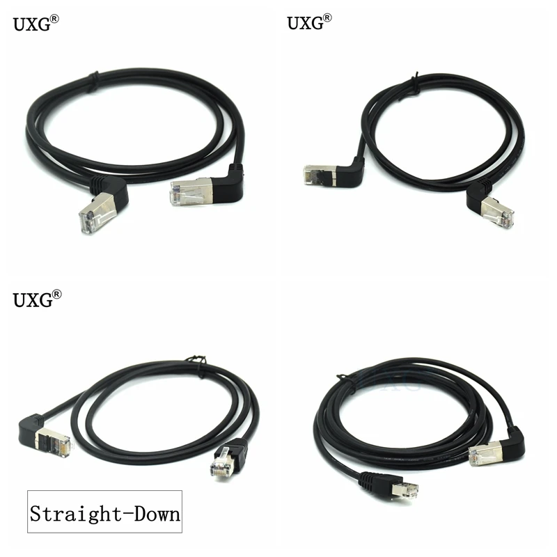 Computer Cables 90 Degree Up&Down Angled 8P8C STP Cat 5e LAN Ethernet Network Patch Cord to Straight Cable 50cm-500cm Cable Length: 50CM, Color: Down 