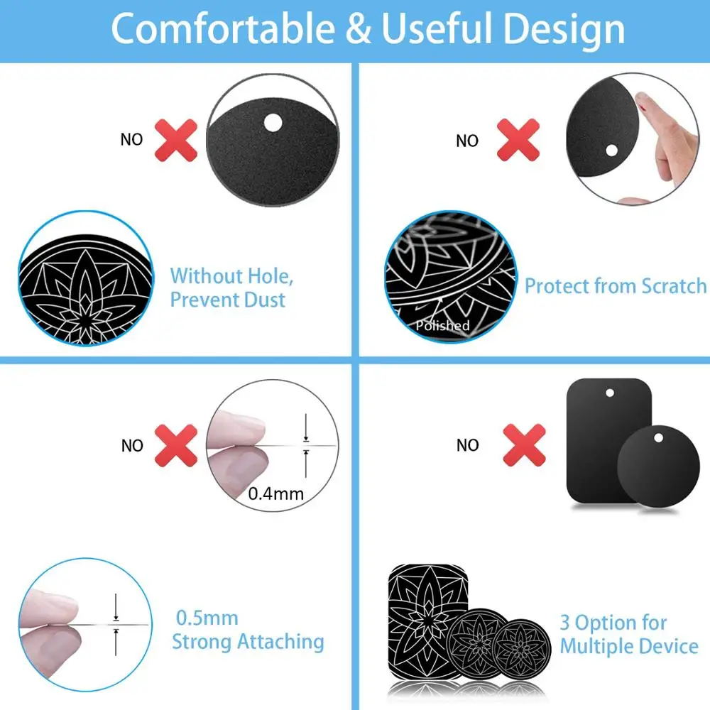 Tongdaytech Metal Plate Magnetic Car Phone Holder Sticker Stand Magnet Iron Sheets For Car Mount Support Smartphone Voiture