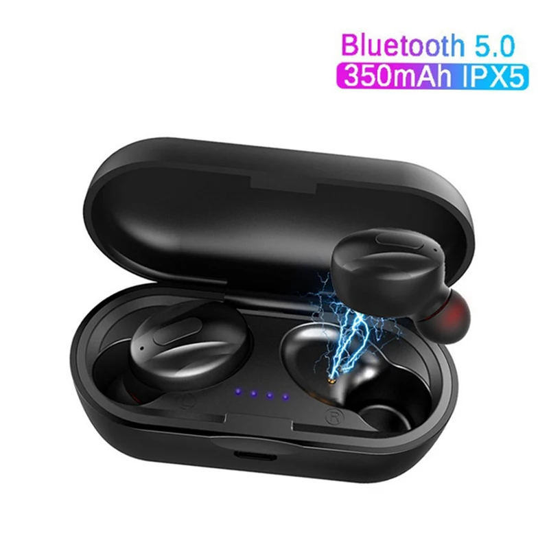 

TWS Wireless Bluetooth 5.0 Headphone True Mini Earbuds IPX5 Waterproof Sports Headset 3D Stereo Sound Earphone with Charging Box