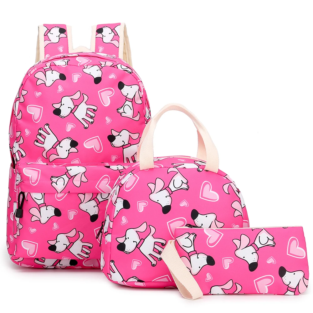 

3Pcs Set School Bags Elementary Backpacks Cute Dog Print Children's Schoolbag Fashion Kids Bookbag for Girls Student Mochila sac