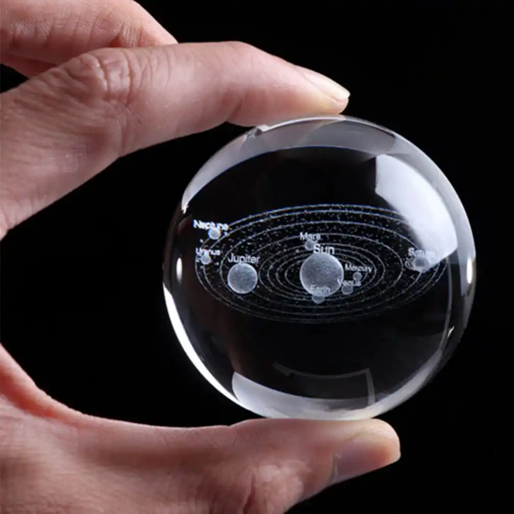 3d solar system crystal ball planets glass ball laser engraved