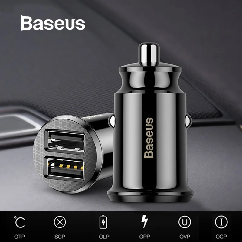 Baseus mi ni автомобильное зарядное устройство для iPhone x samsung s10 Xiaomi mi 9 3.1A Быстрая автомобильная зарядка Переходник USB для зарядки в машине зарядное устройство для мобильного телефона
