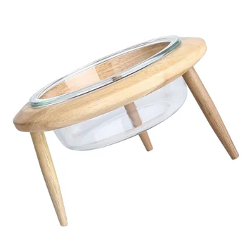 

1 Set Pet Glass Bowl Cat Neck Protection Drink Water Bowl Food Bowl (Khaki)