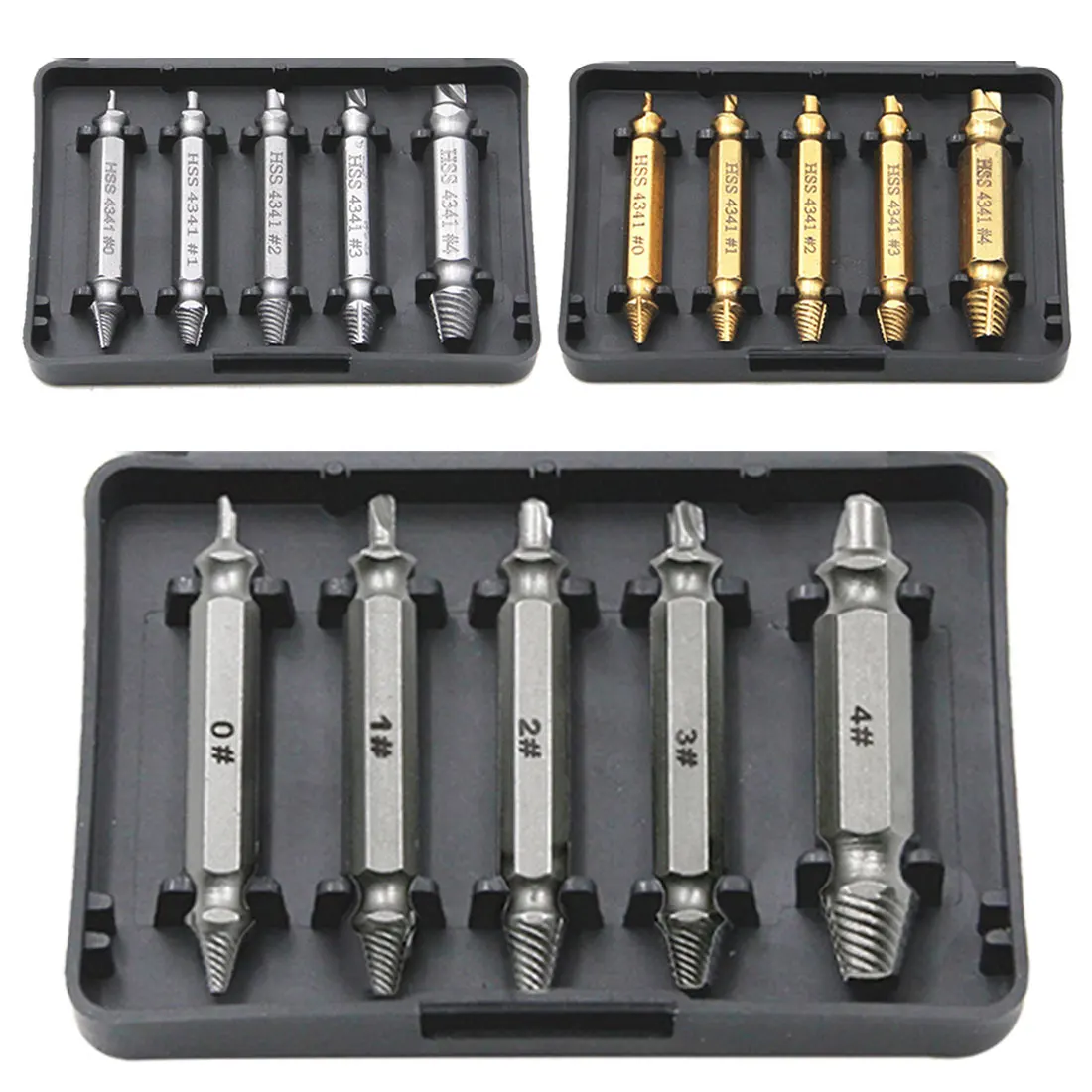 

5pcs Damaged Screw Extractor Drill Bits Guide Set Screw Double Side Bolt Stud Stripped Screw Remover Tool Slip Screwdriver