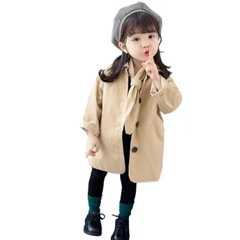 

Girls Jackets Kids Coat South Korea Girls Spring Single Breasted Coat Send Bowtie Winter Jacket Girls