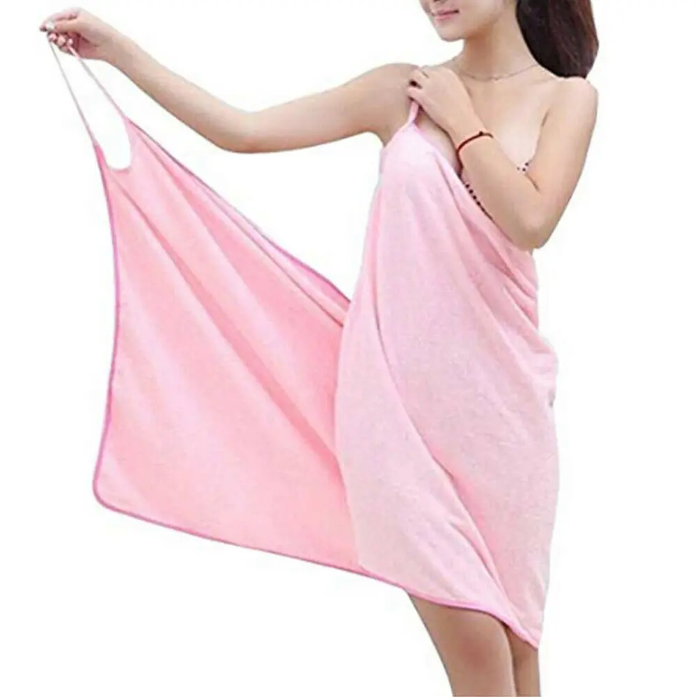 Новое дамское банное полотенце пригодно для носки быстросохнущее пляжное женское спа-халат юбка мода - Цвет: Розовый