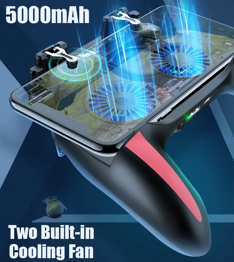 Геймпад Pubg контроллер двойной крутой вентилятор 5000 мАч Powerbank игровой контроллер Android джойстик мобильный H10 игровой коврик