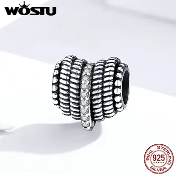 

WOSTU Vintage Knitting Heart Beads 925 Sterling Silver Love Charms Fit Original Bracelet Pendant DIY Necklace Jewelry FIC1470