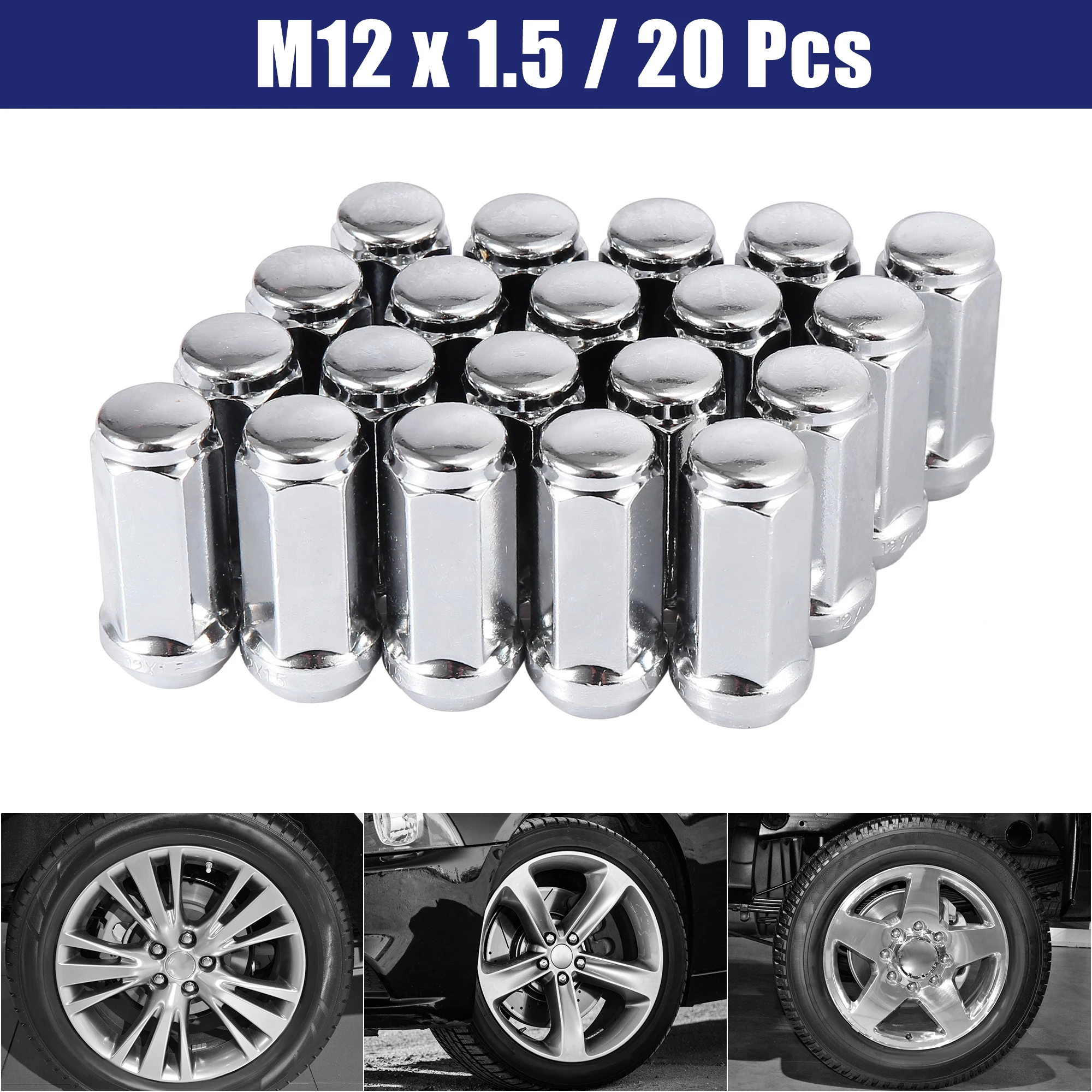 X Autohaux 5/20pcs M12x1.5 Cnc Wheel Lug Nuts Bolts Stud Rims Spline