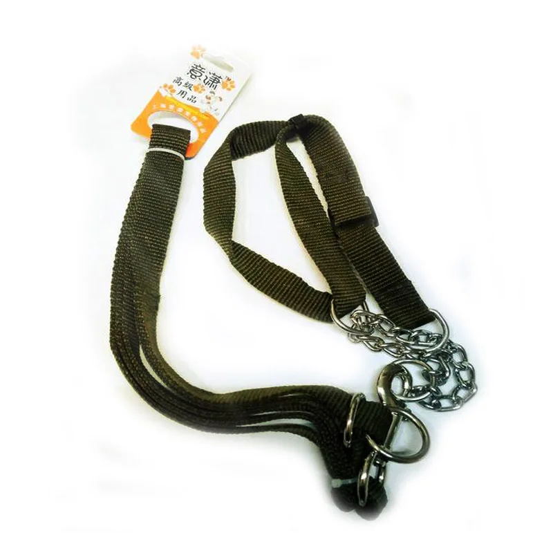 

Dog Training Large Dog Chain Pet Collar Whole Set Army Green Adjustable Nylon Tow Rope Dog Rope + Bandana