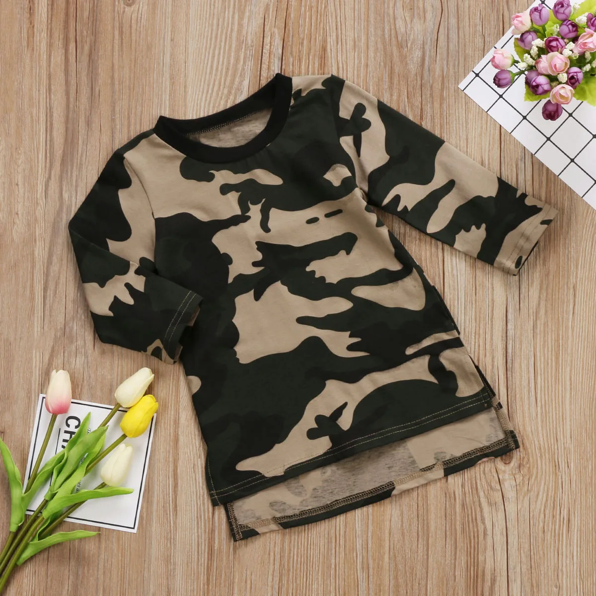 Pudcoco New Fashion Infant Baby Girls Camo Princess Party Dress Newborn Long Sleeve T shirt Winter Warm Clothes 0-3T