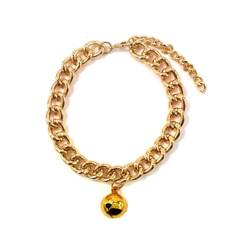 Ожерелье для маленькой собаки из нержавеющей стали собачий ошейник с цепью Французский Бульдог ожерелье серебристый/золотистый щенок кошка аксессуары для ошейника питомца - Цвет: Gold