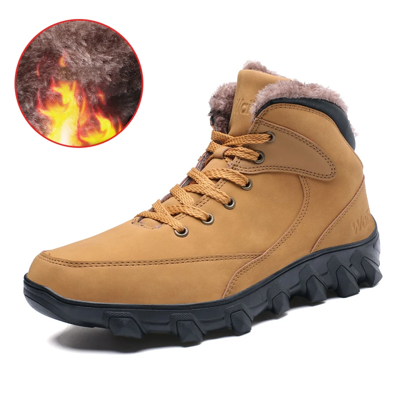 39-46 зимние ботинки Нескользящие удобные теплые зимние ботинки мужские#928 - Цвет: yellow plus velvet