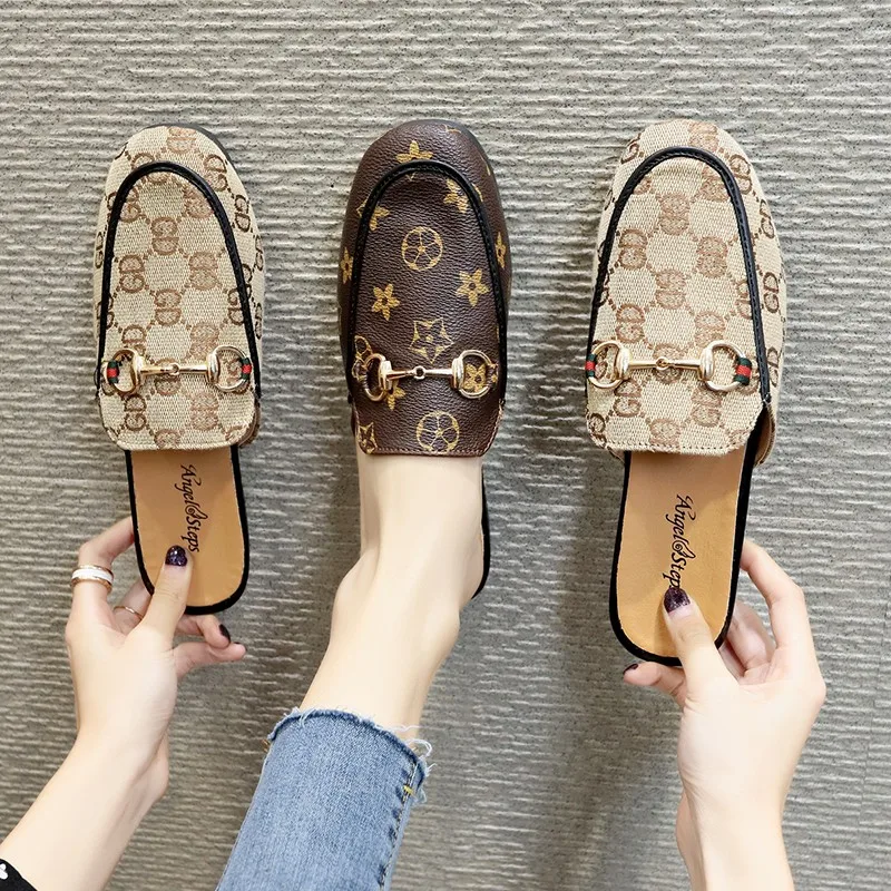 

luxury brand fashion Temperament Women Slippers leather spring 2020 new Female Girl Nonslip beach slides zapatos de mujer