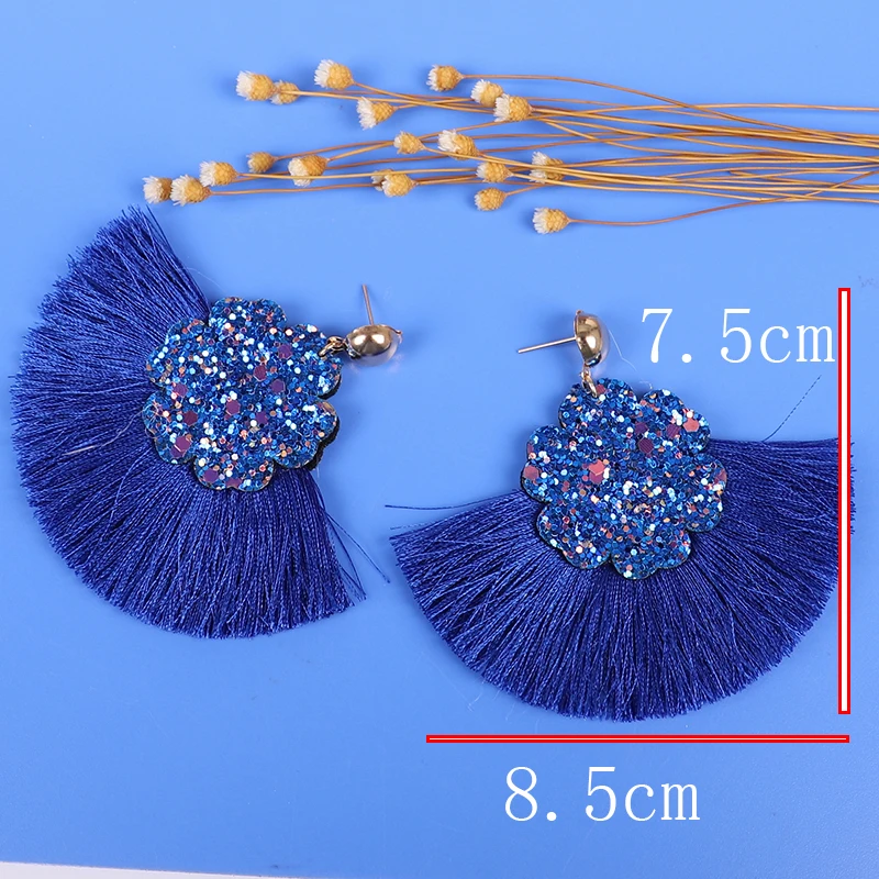 H6606db81dc734e71895a89478ee9de6fT - New fringed ladies earrings bohemian style long paragraph geometric fashion pendant gift statement black earrings female rope cc