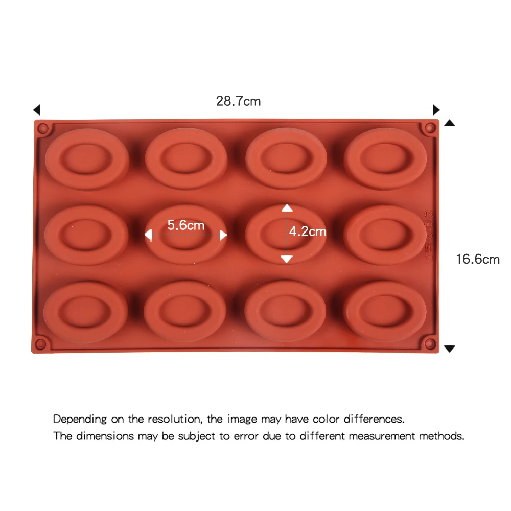 

New 12-cavity Silicone Oval Doughnut Mold Small Cake Chocolate Pancake Moulds for Baking Mini Dessert Kitchen DIY Handmade Tools