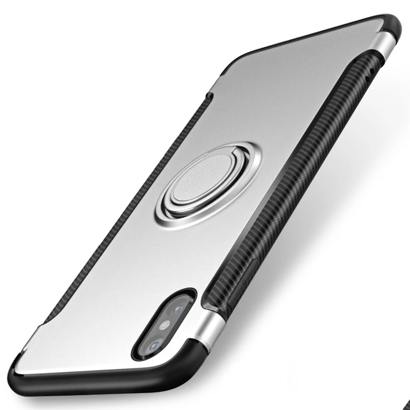 Универсальный магнитный автомобильный держатель чехол для iPhone X 7/8 Plus чехол 360 Вращающийся палец кольцо чехол для телефона - Цвет: For iPhone X