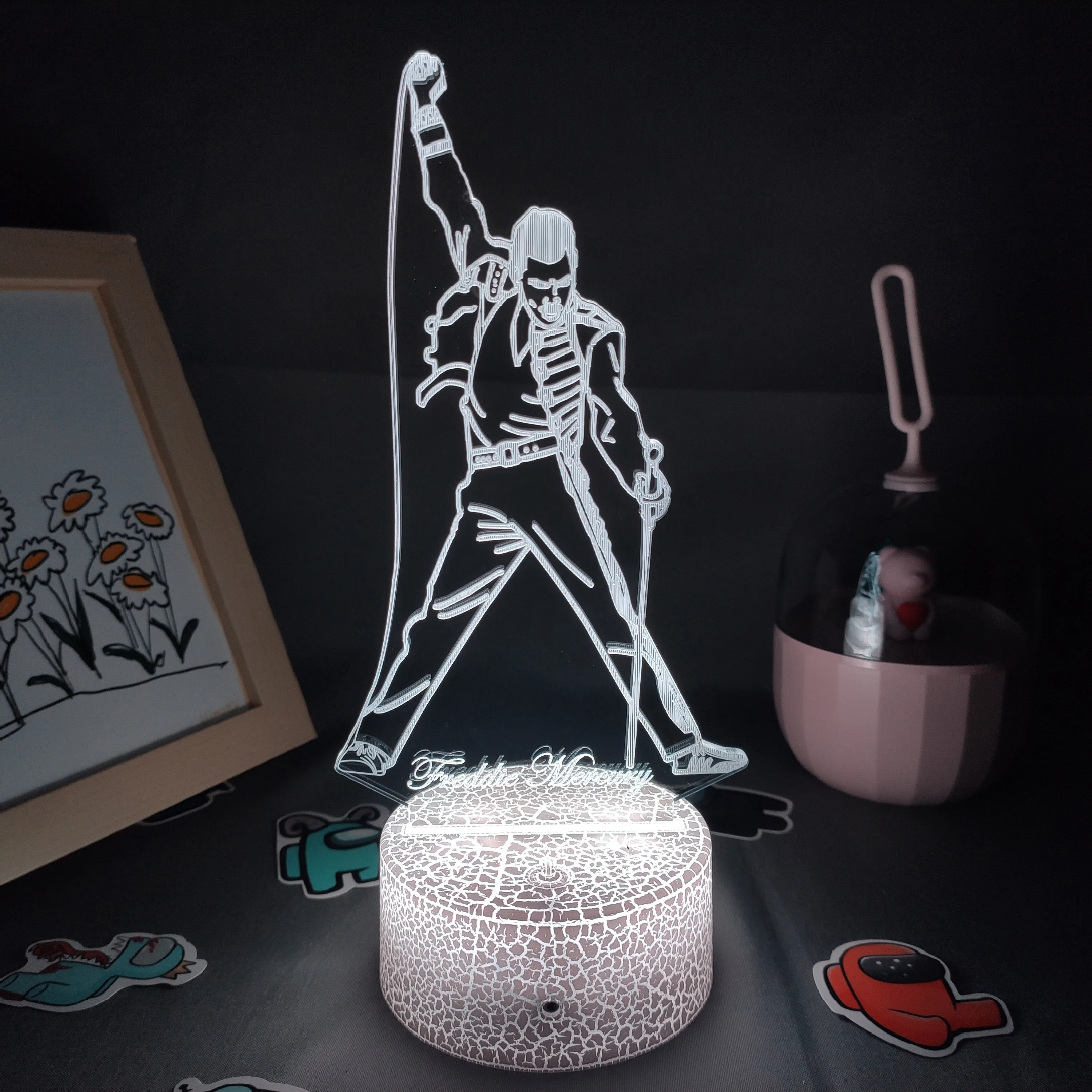 led night light 3D Figure Queen lead singer Freddie Mercury led illusion Night lights creative cool gift for friends child lava lamp Desk decor holiday nights of lights