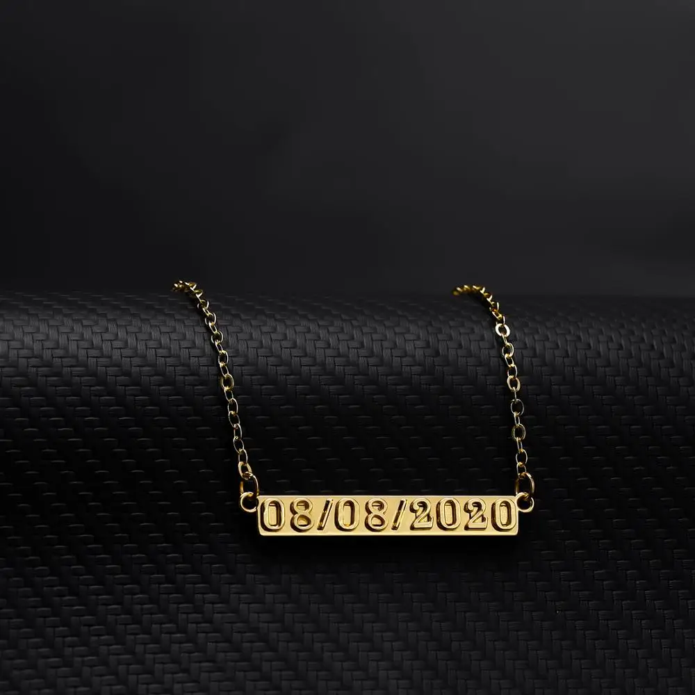 

Personalize Year Number Birthday Digital Date Square Pendant Necklaces for Women Men Custom Jewelry Best Birthday Gift Dropship