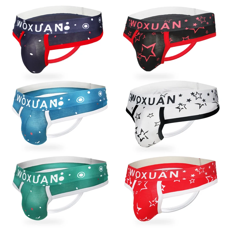 Sexy Mens Thong G String Printed Male Micro Thongs Jockstrap Penis Pouch Lingerie T-back Panties Cotton Underwear |