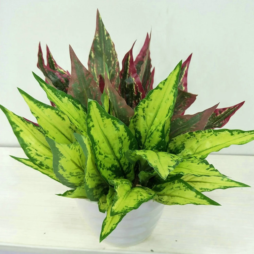 6 Fork Monolithic Bamboo Leaf Hotel Home Indoor Decoration Model Green Leaf Artificial Plant Wedding Party Decor