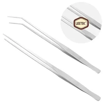 

UEETEK 2pcs 48cm Straight Tweezer And Curved Tip Tweezer Aquarium Tank Aquatic Plant Tongs Tweezers Tools For Fish Tank Plants