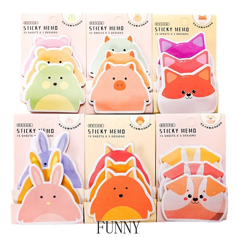 15X3 Sheets Creative Cartoon Kawaii Memo Pad N Times Sticky Notes Bookmarks Notepaper Self-stick Tab School Supplies Stationary