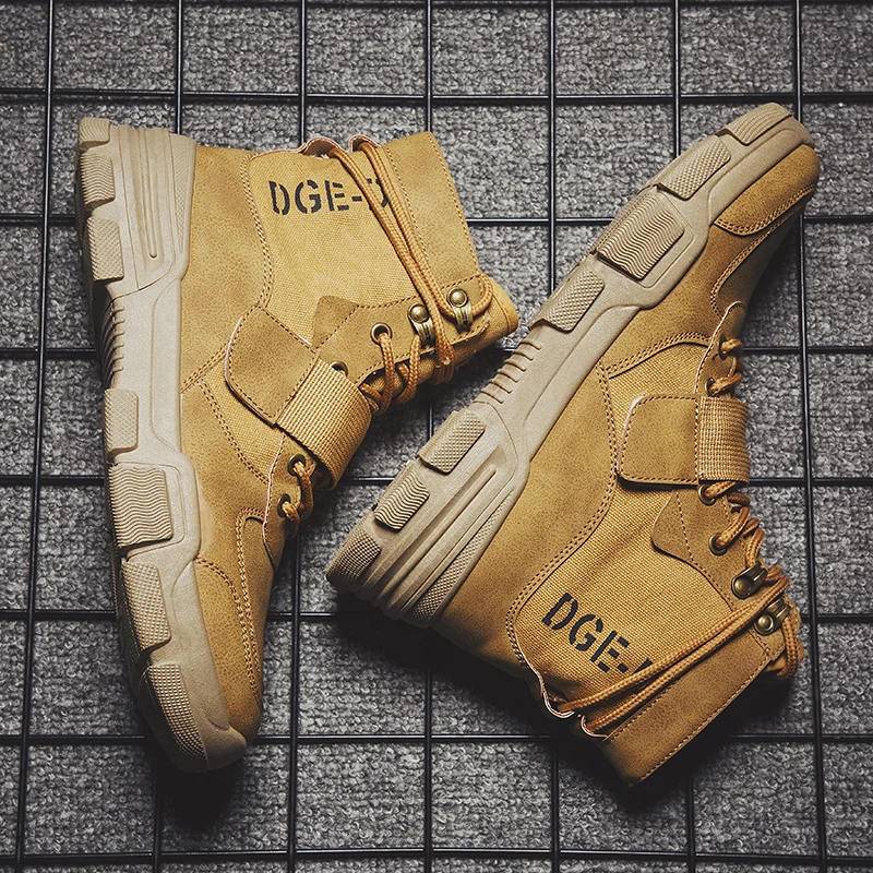 

LOOZYKIT 2019 High Quality Fashion Winter Men's Boots Warm Working Boots Lace Up Men's Desert Boots Round Toe High Top Shoes