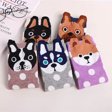 5 пар, весна-осень, женские носки, маленькие ушки, серия с персонажами из мультфильмов о животных, милая собака, Harajuku стиль, Meias, забавные носки для рождественских подарков