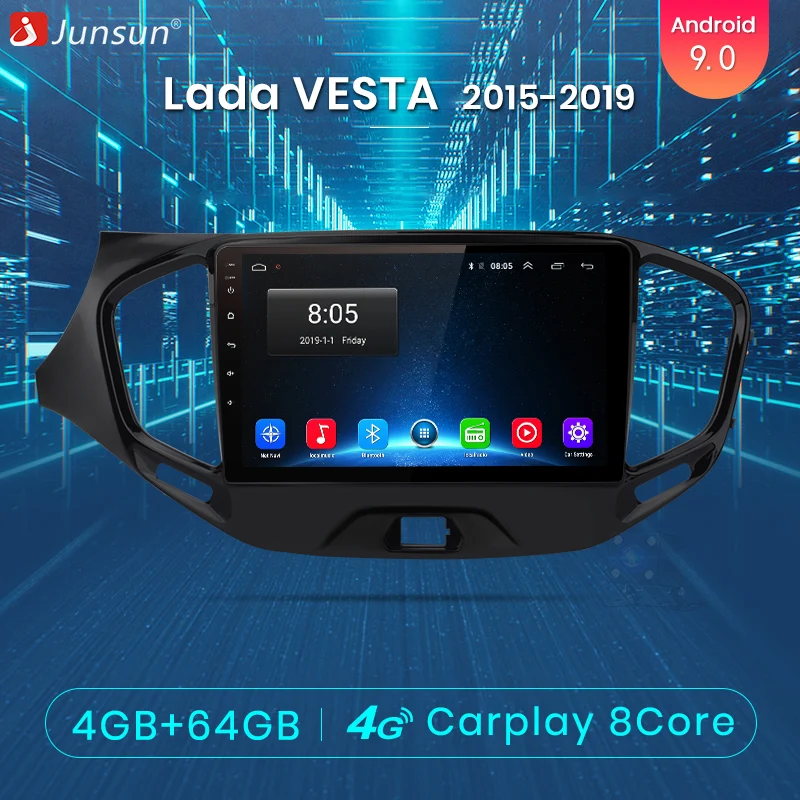 Junsun V1 Pro 4 + 64G Android 9 0 DSP для LADA VESTA 2015-2019 Автомобильный мультимедийный видеоплеер
