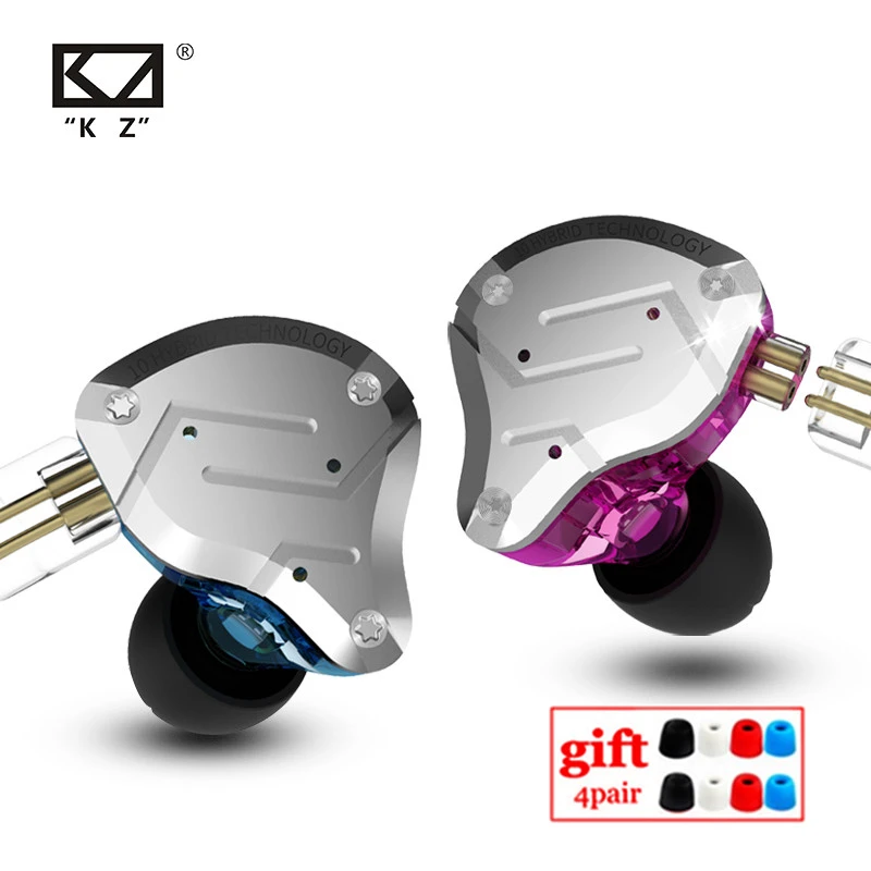 KZ ZS10 Pro 4BA+1DD Metal Headset Hybrid 10 drivers HIFI Bass Earbuds In Ear Monitor Sport Noise Cancelling Earphones KZ ZAX ZSX