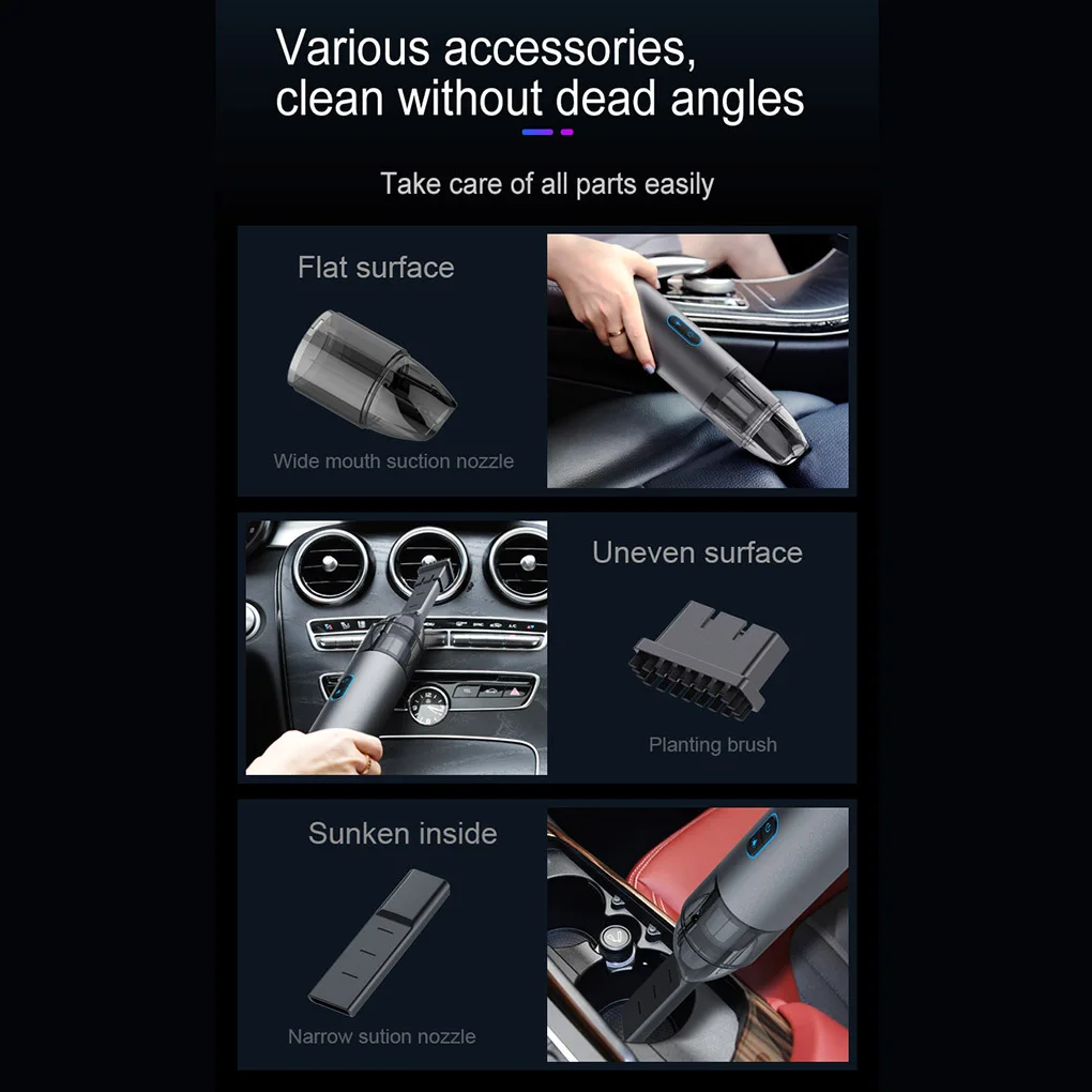 Car Vacuum Cleaner Portable Wireless Handheld Auto Vacuum Cleaner Robot for Car Interior & Home & Computer Cleaning
