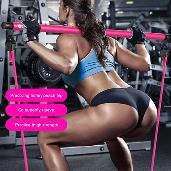 

Portable Pilate Bar Kit With Resistance Band Adjustable Pilates Exercise Stick Toning Bar For Fitness Home Yoga Gym Body WorkOut