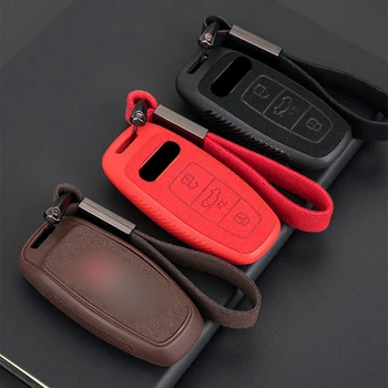 

Suede Leather TPU Remote Key Cover Case Protector For Audi A6L A7 A8 Q8 C8 D5 2019 2020 Car Key Holder Shell Skin Car Styling