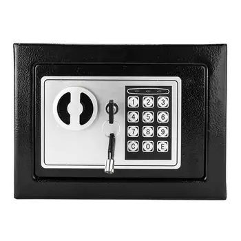 

17E Home Use Electronic Password Steel Plate Safe Box Black